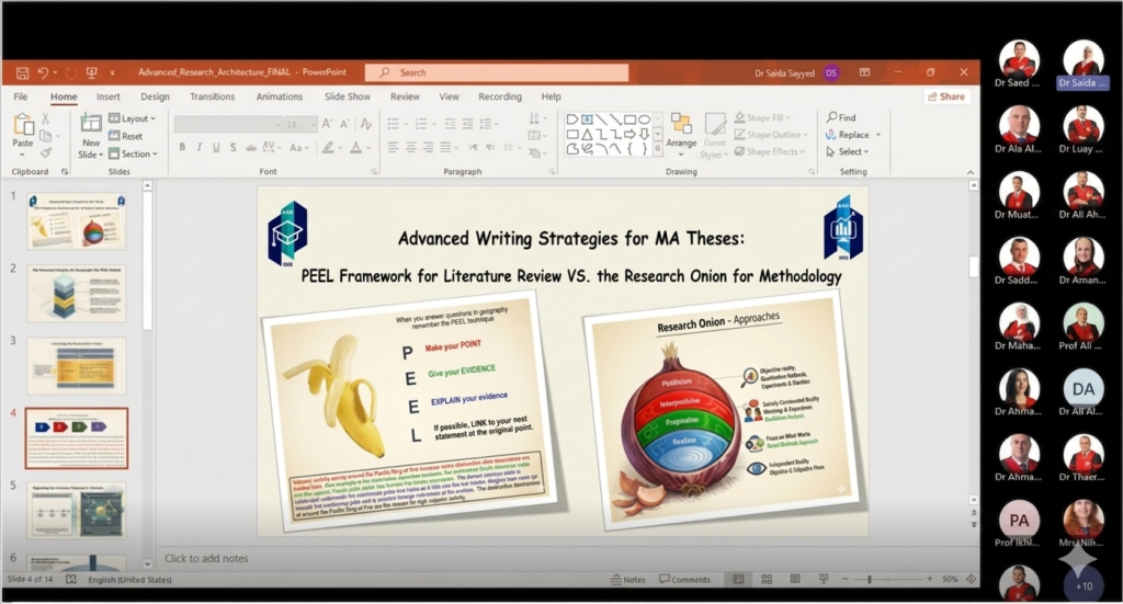 ورشة متخصصة في عمان الأهلية حول استراتيجيات الكتابة الأكاديمية ومنهجية البحث العلمي ​​​​​​​